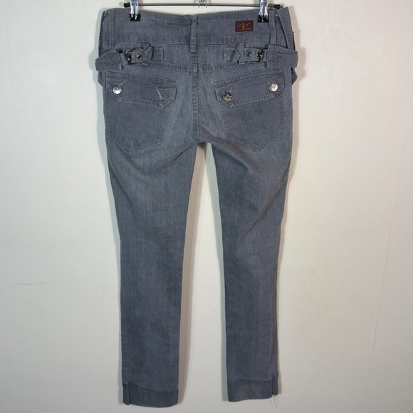MEESO Premium Pants Gray Wash Buckle Accent Low Rise Women's Size‎ 9 - Picture 2 of 11